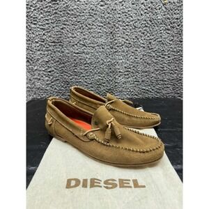 Diesel Grahl Suede Leather Slip On Driving Loafers Brown Mens Size 41 EU